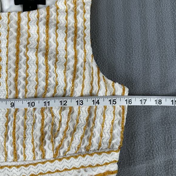 Liz Claiborne Yellow White Textured Stripe Fit & Flare Dress Size 4 - Picture 6 of 8